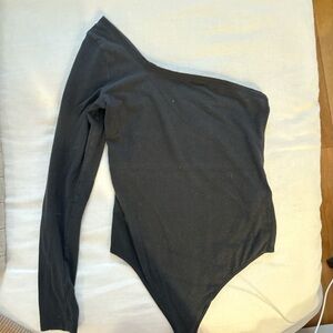 One shoulder black bodysuit